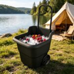 15 Gallon Rolling Garden Cart, Durable Resin Multi-Purpose Yard Cart, Retractable Handle and 7 Inch Wheels, Outdoor Utility Cart for Gardening, Lawn and Home Hauling (Black) - Image 8