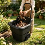 15 Gallon Rolling Garden Cart, Durable Resin Multi-Purpose Yard Cart, Retractable Handle and 7 Inch Wheels, Outdoor Utility Cart for Gardening, Lawn and Home Hauling (Black) - Image 10