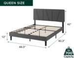 Zinus Maya Upholstered Bed Frame with Asymmetric Headboard, Queen | Durable Wooden Slats, Sturdy Framework, Noise Free Sleep, No Box Spring Needed, Easy Assembly, Eco Friendly Packaging - Image 3