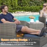 Shintenchi 5 Pieces Patio Furniture Set, Outdoor Wicker Patio Conversation Set with Ottoman, All Weather Rattan Outside Chairs with Coffee Table & Cushion for Porch, Garden, Backyard, Navy - Image 4