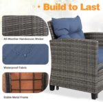 Shintenchi 5 Pieces Patio Furniture Set, Outdoor Wicker Patio Conversation Set with Ottoman, All Weather Rattan Outside Chairs with Coffee Table & Cushion for Porch, Garden, Backyard, Navy - Image 5