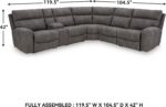 Signature Design by Ashley 6-Piece Power Reclining Sectional Couch, Slate | Zero wall recliner, Zero gravity recliner, L-shaped couch, Polyester and PU blend, Next-Gen Durapella - Image 4