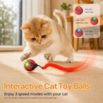 Interactive Cat Toys with Bird Sounds & 3 Speed Modes for Indoor Cats Play | Bird Sounds, 3 Speed Modes, Rechargeable Automatic Rolling, 3 Tails, Fast Charging Ball, For Indoor Cats on Hard Floor Carpet - Image 3