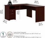 Bush Home Cabot 60W L Shaped Computer Desk with Drawers in Harvest Cherry - Image 4