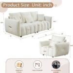Antetek Set of 3 Teddy Fabric Sofa for Living Room, Modern 2 Units Deep Seat Sofa Chairs and an Oversized 3-Seater Cloud Boucle Couch for Bedroom, Office, Apartment, Furniture Set, Beige (3 Pieces) - Image 3