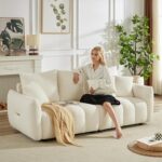 Antetek Set of 3 Teddy Fabric Sofa for Living Room, Modern 2 Units Deep Seat Sofa Chairs and an Oversized 3-Seater Cloud Boucle Couch for Bedroom, Office, Apartment, Furniture Set, Beige (3 Pieces) - Image 6