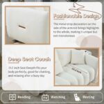 Antetek Set of 3 Teddy Fabric Sofa for Living Room, Modern 2 Units Deep Seat Sofa Chairs and an Oversized 3-Seater Cloud Boucle Couch for Bedroom, Office, Apartment, Furniture Set, Beige (3 Pieces) - Image 7
