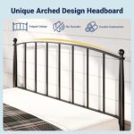 Allewie Metal Queen Size Platform Bed Frame, 37'' Tall Footboard, Black | Classic Tapered Leg, Arched Design, Victorian Style, Under Bed Storage, No Box Spring Needed, Easy Assembly - Image 6