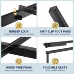 Allewie Metal Queen Size Platform Bed Frame, 37'' Tall Footboard, Black | Classic Tapered Leg, Arched Design, Victorian Style, Under Bed Storage, No Box Spring Needed, Easy Assembly - Image 9