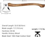 32.6 Inch Professional Wood Splitting Axe, Wood Chopping Axe with Hickory Wood Handle and Leather Sheath, Felling Ax, Sporting Axes, Racing Axes for Timbersports - Head 6 lbs - Image 3