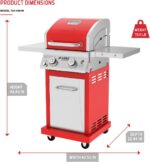 Nexgrill Deluxe 2 Burner Gas Grill, Compact with Foldable Shelves in Red | Offers 28000 BTU, Built-In Thermometer, Electronic Ignition, 401 Sq In Cooking Space with Warming Rack, 4 Wheel Transport - Image 8