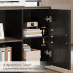 Tribesigns 85.8-Inch L-Shaped Executive Desk, Grey & Black | Extra Large Commercial Office Desk with File Drawers, Cabinet, Shelves, Modern Professional Office Table, Business Furniture - Image 8