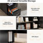 Tribesigns 85.8-Inch L-Shaped Executive Desk, Grey & Black | Extra Large Commercial Office Desk with File Drawers, Cabinet, Shelves, Modern Professional Office Table, Business Furniture - Image 9