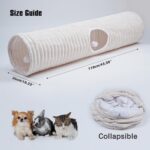 Luxurious Cat Tunnel,43" Straight Cat Tunnel Toys with Balls for Indoor,Collapsible Peekaboo Cave for Kitten （White Stripe） - Image 4