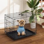 DUMOS 24 Inch Dog Crate, Foldable Puppy Small Dog Cage Pet Kennel | Single Door Metal Wire, Plastic Leak-Proof Pan Tray, Portable Indoor Outdoor Training Travel - Image 3