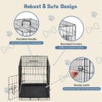 DUMOS 24 Inch Dog Crate, Foldable Puppy Small Dog Cage Pet Kennel | Single Door Metal Wire, Plastic Leak-Proof Pan Tray, Portable Indoor Outdoor Training Travel - Image 4