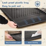 DUMOS 24 Inch Dog Crate, Foldable Puppy Small Dog Cage Pet Kennel | Single Door Metal Wire, Plastic Leak-Proof Pan Tray, Portable Indoor Outdoor Training Travel - Image 5