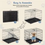 DUMOS 24 Inch Dog Crate, Foldable Puppy Small Dog Cage Pet Kennel | Single Door Metal Wire, Plastic Leak-Proof Pan Tray, Portable Indoor Outdoor Training Travel - Image 7