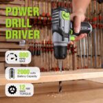 WORKPRO Power Drill Bit Set with Tool Box, 8V Cordless Drill Driver | Cordless Screwdriver Kit, 21pcs Accessories, 3/8" Keyless Chuck, 2.0Ah Battery, Portable for DIY - Image 3