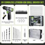 WORKPRO Power Drill Bit Set with Tool Box, 8V Cordless Drill Driver | Cordless Screwdriver Kit, 21pcs Accessories, 3/8" Keyless Chuck, 2.0Ah Battery, Portable for DIY - Image 5