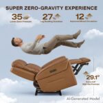 Watson & Whitely Super Zero Gravity Power Recliner, Genuine Leather, Saddle | Electric Recliner Chair for Adults, Adjustable Power Headrest, USB & Type-C Ports, Top Grain Leather, Living Room, Bedroom - Image 5