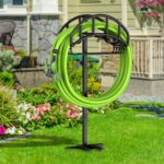Garden Hose Holder - Upgraded Metal Reel With Tool Storage Basket | Heavy Duty Freestanding Water Hose Holder Holds 150ft, Detachable Storage Hanger for Outside - Image 7