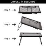 REDCAMP Folding Campfire Grill Heavy Duty Steel Grate, Portable Camp Fire Cooking Racks for Over Fire Pit - Image 6