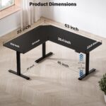 63 x 55 inch L-Shaped Standing Desk, Corner Computer Desk, Electric Standing Desk Adjustable Height, Sit to Stand Ergonomic Workstation for Home Office, Black - Image 3