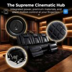 3-Piece Leather Power Recliner Sofa Set for Living Room with USB Ports,LED Ambient Lighting & Storage Console,Modern Ergonomic Sectional Couch,Home Theater Seating (Black) - Image 9