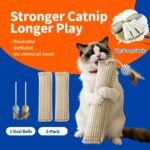 (2-Pack) Yesibeike Refillable Catnip Kicker Toy Kits, Washable Sisal Cover, 60g Catnip Pouch Each, Two Sisal Balls, Side Holes for DIY Teasers, Reinforced Stitching, Natural Odor Free Materials - Image 8
