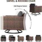 UDPATIO Patio Furniture Set, 5 Pieces Outdoor Conversation Sets with Rocking Swivel Chairs, Wicker Rattan Outdoor Sofa Set with Storage Table and Waterproof Covers for Backyard, Deck, Porch, Grey - Image 5