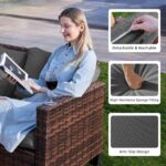 UDPATIO Patio Furniture Set, 5 Pieces Outdoor Conversation Sets with Rocking Swivel Chairs, Wicker Rattan Outdoor Sofa Set with Storage Table and Waterproof Covers for Backyard, Deck, Porch, Grey - Image 7