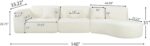 Merax 140" Curved Polyester Sectional Sofa Set, Modern Cloud Couch with Chaise Lounge & 3 Pillows, Fully Assembled for Living Room, Beige - Image 3
