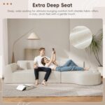 Merax 140" Curved Polyester Sectional Sofa Set, Modern Cloud Couch with Chaise Lounge & 3 Pillows, Fully Assembled for Living Room, Beige - Image 5
