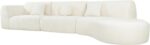 Merax 140" Curved Polyester Sectional Sofa Set, Modern Cloud Couch with Chaise Lounge & 3 Pillows, Fully Assembled for Living Room, Beige - Image 8