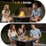 HOTEAGLE 30" Propane Fire Pit with Premium Ceramic Tabletop, 50000 BTU Powerful Gas Firepit Table - Includes Lid and Lava Rocks, Ideal Outdoor Fire Pit for Dining, Party in Patio, Garden, Yard - Image 4