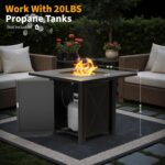 HOTEAGLE 30" Propane Fire Pit with Premium Ceramic Tabletop, 50000 BTU Powerful Gas Firepit Table - Includes Lid and Lava Rocks, Ideal Outdoor Fire Pit for Dining, Party in Patio, Garden, Yard - Image 6