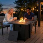 HOTEAGLE 30" Propane Fire Pit with Premium Ceramic Tabletop, 50000 BTU Powerful Gas Firepit Table - Includes Lid and Lava Rocks, Ideal Outdoor Fire Pit for Dining, Party in Patio, Garden, Yard - Image 9