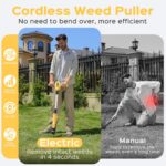 Weed Puller Tool, 21V Powerful Garden Tools Electric Weeder Tool, Yellow | Weed Remover Tool with 2.0Ah Battery and Charger, 3-Claw Steel Head for Smooth Weeding, Ideal Gifts for Men Women Mom Dad - Image 3