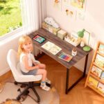 PayLessHere | 32 Inch Computer Desk | Brown | Sturdy Office Desk | Metal Frame, Adjustable Feet | Water-Resistant, Scratchproof Surface | Writing Table for Home Office or Study | Pack of 1 - Image 3