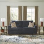 Signature Design by Ashley Danum Reclining Sofa, Blue Ink Chenille Couch | Space-saving zero-wall design with fiber-wrapped foam, Wide 2-over-2 seating fitting 32 in doorways, Modern track arms - Image 3