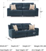 Signature Design by Ashley Danum Reclining Sofa, Blue Ink Chenille Couch | Space-saving zero-wall design with fiber-wrapped foam, Wide 2-over-2 seating fitting 32 in doorways, Modern track arms - Image 4