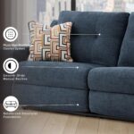 Signature Design by Ashley Danum Reclining Sofa, Blue Ink Chenille Couch | Space-saving zero-wall design with fiber-wrapped foam, Wide 2-over-2 seating fitting 32 in doorways, Modern track arms - Image 5