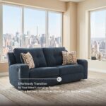 Signature Design by Ashley Danum Reclining Sofa, Blue Ink Chenille Couch | Space-saving zero-wall design with fiber-wrapped foam, Wide 2-over-2 seating fitting 32 in doorways, Modern track arms - Image 6
