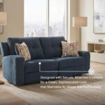 Signature Design by Ashley Danum Reclining Sofa, Blue Ink Chenille Couch | Space-saving zero-wall design with fiber-wrapped foam, Wide 2-over-2 seating fitting 32 in doorways, Modern track arms - Image 7