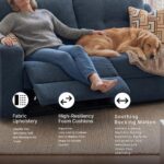 Signature Design by Ashley Danum Reclining Sofa, Blue Ink Chenille Couch | Space-saving zero-wall design with fiber-wrapped foam, Wide 2-over-2 seating fitting 32 in doorways, Modern track arms - Image 9