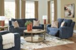 Signature Design by Ashley Danum Reclining Sofa, Blue Ink Chenille Couch | Space-saving zero-wall design with fiber-wrapped foam, Wide 2-over-2 seating fitting 32 in doorways, Modern track arms - Image 13