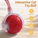 Interactive Cat Ball Toy, Chirping Motion Activated Electric Rechargeable Cat Toy with 2 Replaceable Tails, Self Play Hunting Rolling Indoor Cat Toys for Bored Adult Cats & Kittens - Boredom Busters - Image 3