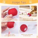 Interactive Cat Ball Toy, Chirping Motion Activated Electric Rechargeable Cat Toy with 2 Replaceable Tails, Self Play Hunting Rolling Indoor Cat Toys for Bored Adult Cats & Kittens - Boredom Busters - Image 6