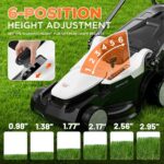 Litheli 16 Inch Lawn Mower 2 x 20V Brushless Electric Mowers for Garden Yards, Lightweight Cordless Lawnmower with 6-Position Height Adjustment, 2 x 4.0Ah Battery Include - Image 4